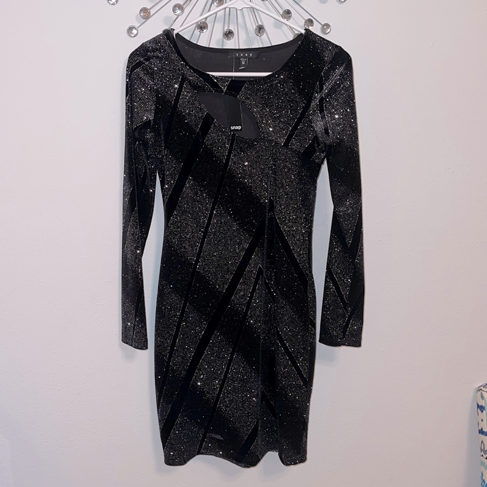 New! Black Dress with cutout and silver shimmer NWT